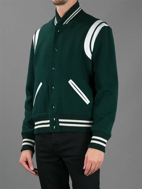 saint laurent green varsity jacket replica|ysl bomber jacket.